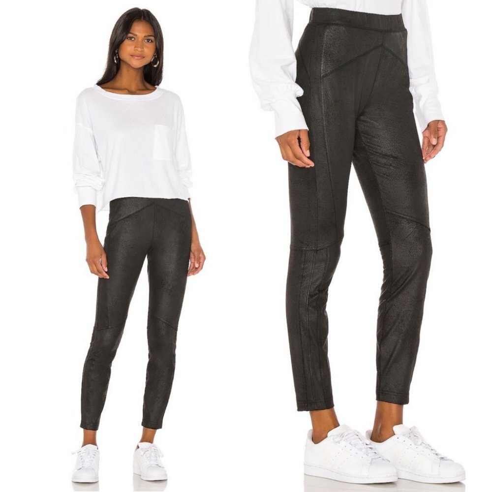 NWT Free People Black Midnight Vegan Suede Skinny Pants Size XS Revolve Leggings